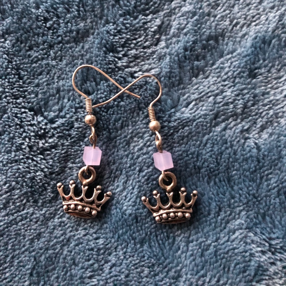 Handmade Silver Crown Earrings